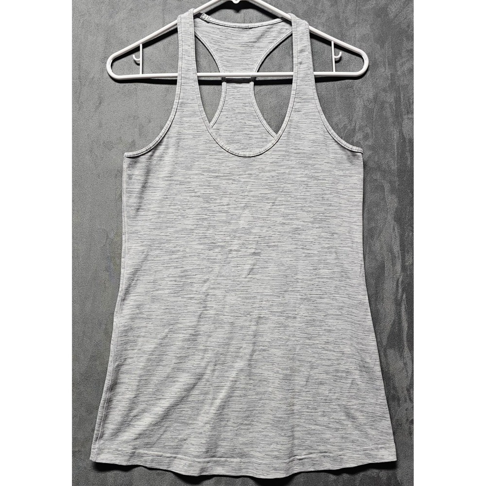 Lululemon Cool Racerback Tank Top Heathered Gray Space Dye Activewear‎ Women's 4